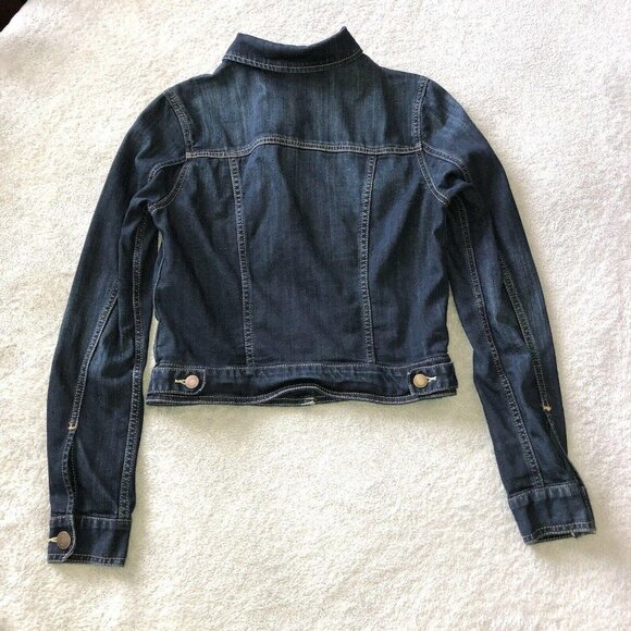 AMERICAN EAGLE Dark Wash Stretch Denim Jean Jacket ASO Elena Gilbert - Picture 9 of 13